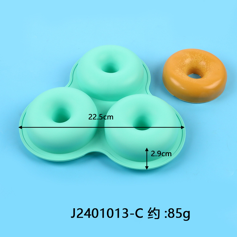 Molde redondo de silicona para pastel de 4 pulgadas, molde redondo para pastel de 3 orificios, molde para hornear pan, herramienta multifuncional para hornear