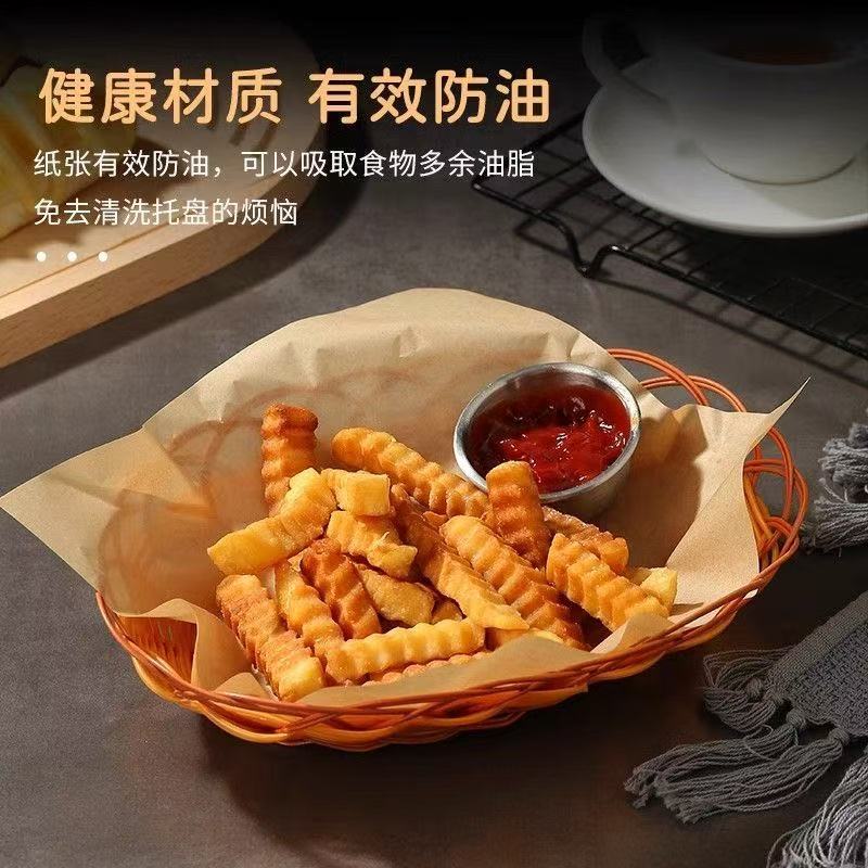 Naturfarbene quadratische Grillpapierkissen Backpapier Fettabsorbierpapier Backblechpapier Lebensmitttelunterlage Papier kommerzieller Ofen Frittieröl-Trennpapier