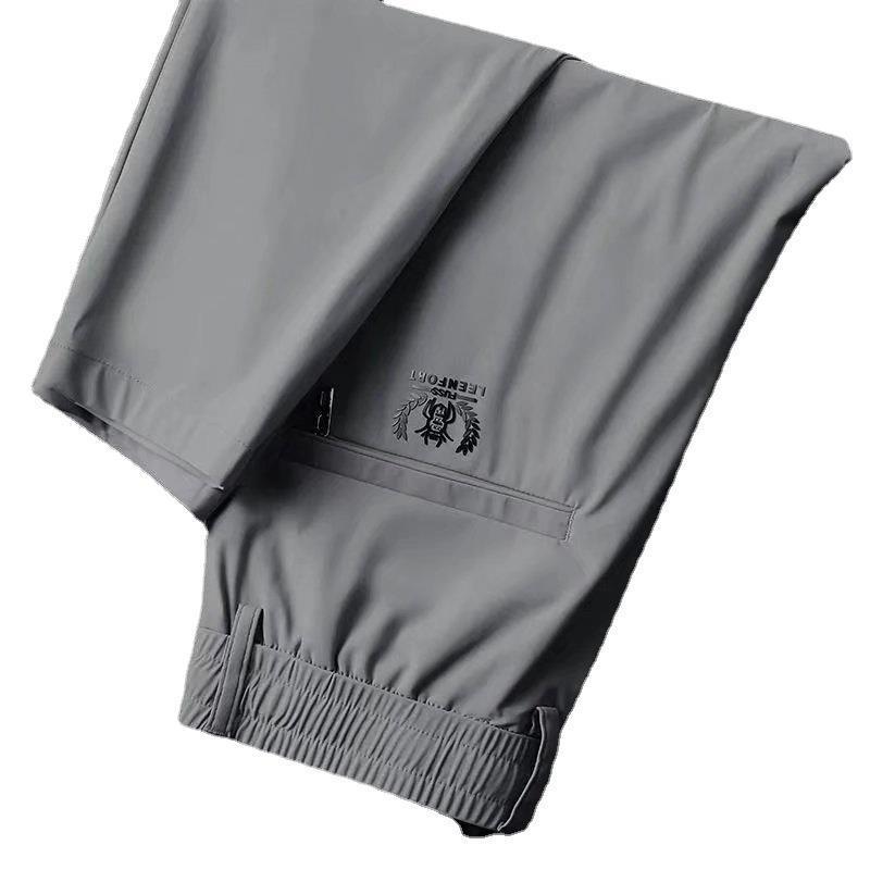 Venta al por mayor delgada elástica de seda de hielo pantalones casuales de verano de los hombres pantalones delgados rectos sueltos de secado rápido Pantalones deportivos moda
