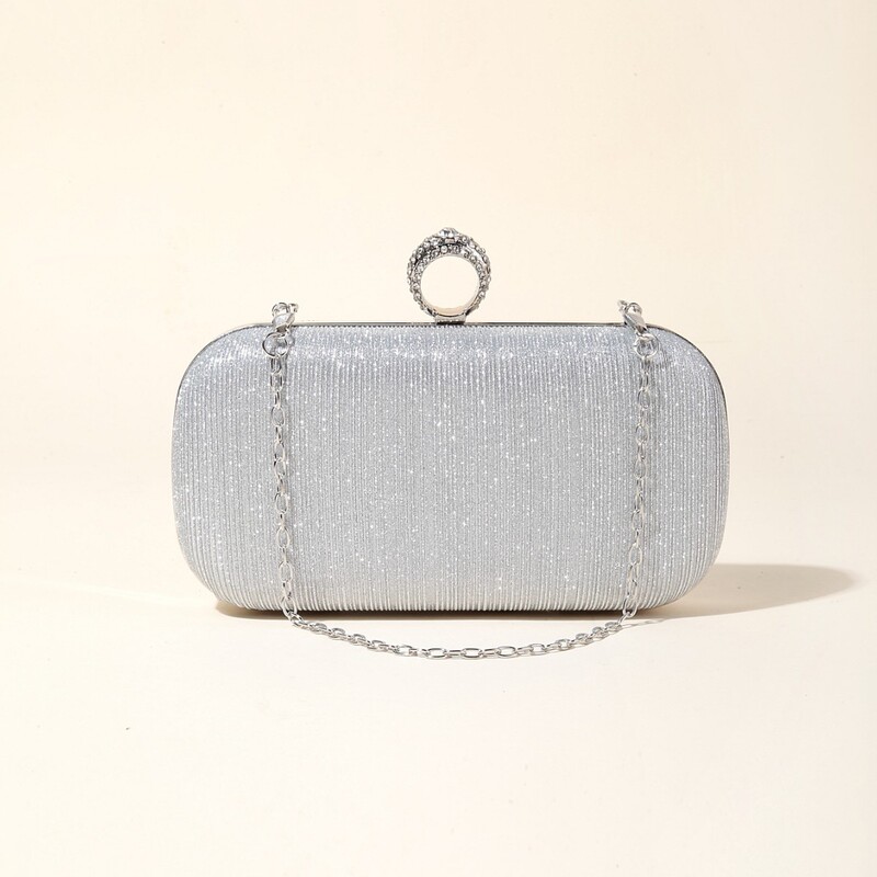 Cross-Border Minimalist Line Design Ring-Shaped Clutch Evening Bag Silver Gold Clutch Small Chain Bag Wedding Party Cross-Border Minimalist Line Design Ring-Shaped Clutch Evening Bag Silver Gold Clutch Small Chain Bag Wedding Party