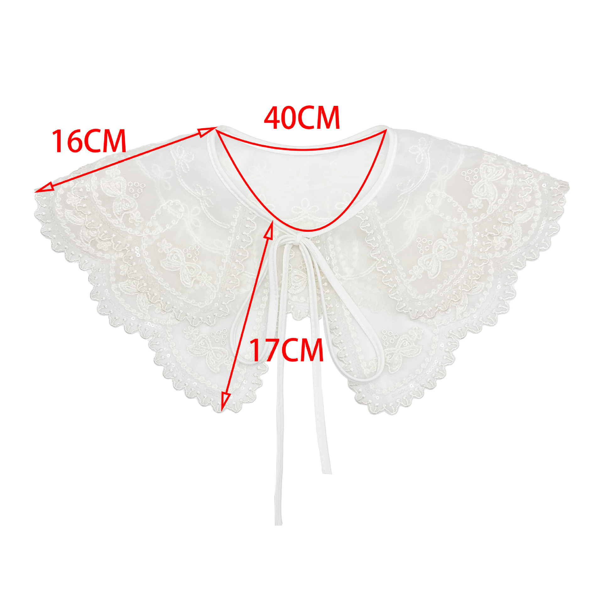 Romántico estilo francés red de arco bordado muñeca collar moda ropa de mujer ropa infantil camisa collar falso
