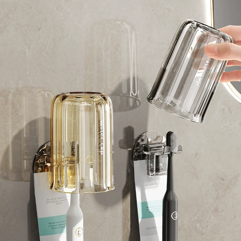 Стойка для зубной щетки без перфорации Настенная ванная электрическая полка для зубной щетки Кубок для полоскания рта Набор для зубных щеток