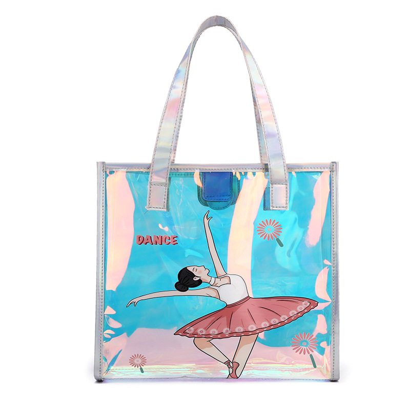 Bolso de baile portátil láser colorido de moda bolso de baile latino transparente de estilo occidental 2025 nuevo bolso de práctica para niños y niñas marea