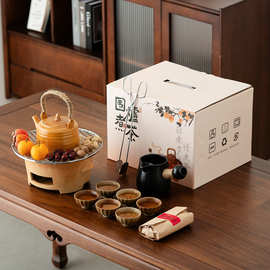 冬日围炉煮茶室内家庭围聚烤火炉套新款罐罐烤奶泡茶器商务伴手礼