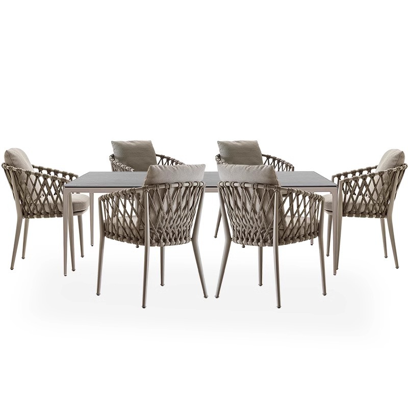 Mesas y sillas al aire libre nórdicas Patio Villa Patio Mesas y sillas Patio Al aire libre Jardín Terraza Ocio Mesas y sillas de ratán Combinación