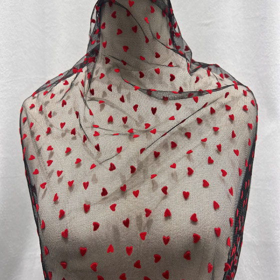 Polyester mesh yarn flocking Red love red wool dress underwear transparent soft gauze skirt women's accessories