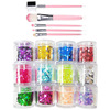 Mixed nail sequins, set for manicure for contouring full body, makeup primer