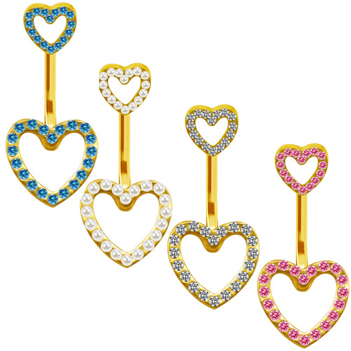 Gabby European and American cross-border heart-shaped navel ring pearl navel ring navel ornament navel nail human body piercing jewelry manufacturer