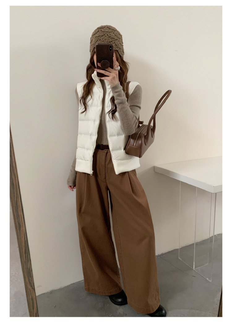 Finnafu nuevo chaleco de plumón de otoño y invierno de mujeres de alto nivel chaleco de chaqueta de arroz blanco caliente para usar una camisa universal