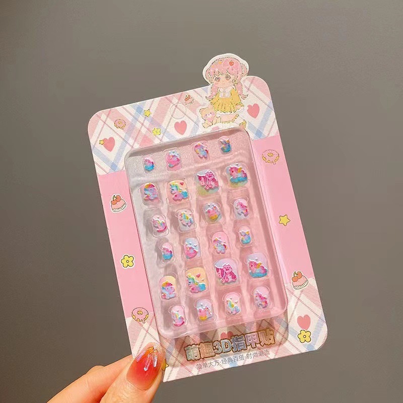 Niños dibujos animados estereoscópicos pegatinas de uñas niñas parches de uñas bebés desmontables impermeables uñas al por mayor
