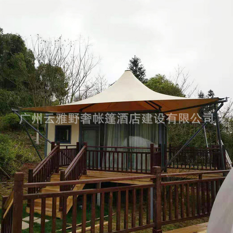 出售膜结构酒店帐篷 尖顶篷房 单峰/双峰膜结构民宿篷房需安装