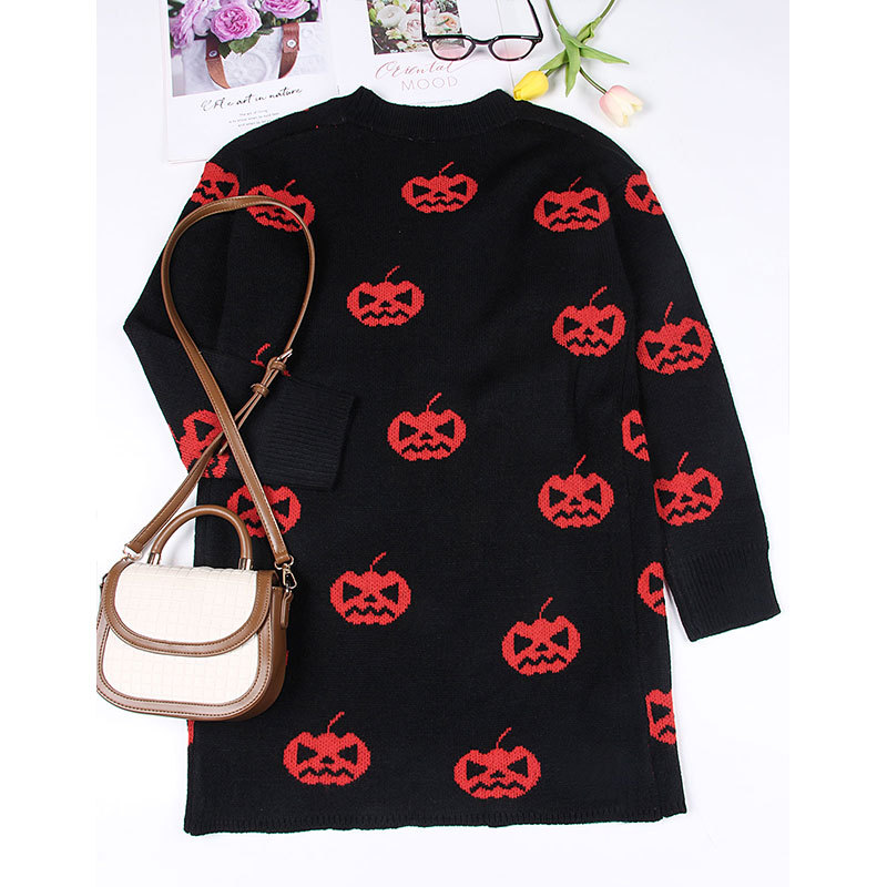 Halloween Pattern Pattern Winter, Autumn Season Wholesale Women's Casual Streetwear Halloween Pattern Long Sleeve Jacquard Sweaters & Cardigans