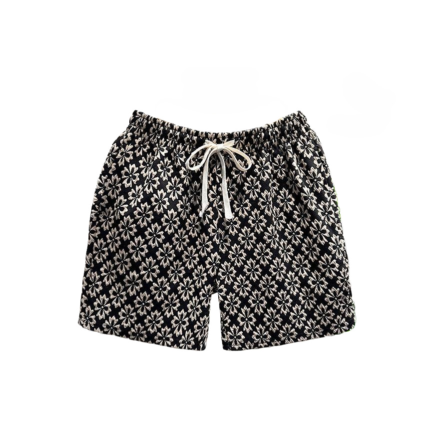 Trendige Shorts mit Allover-Hahnentrittmuster, lässige gerade Beinhose, Fünf-Punkt-Hose, lockere, modische Strandbekleidung für Damen und Herren_voghion.com