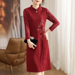 平时春秋装可婚礼妈妈裙穿中老年女喜婆婆婚宴礼服连衣裙新款