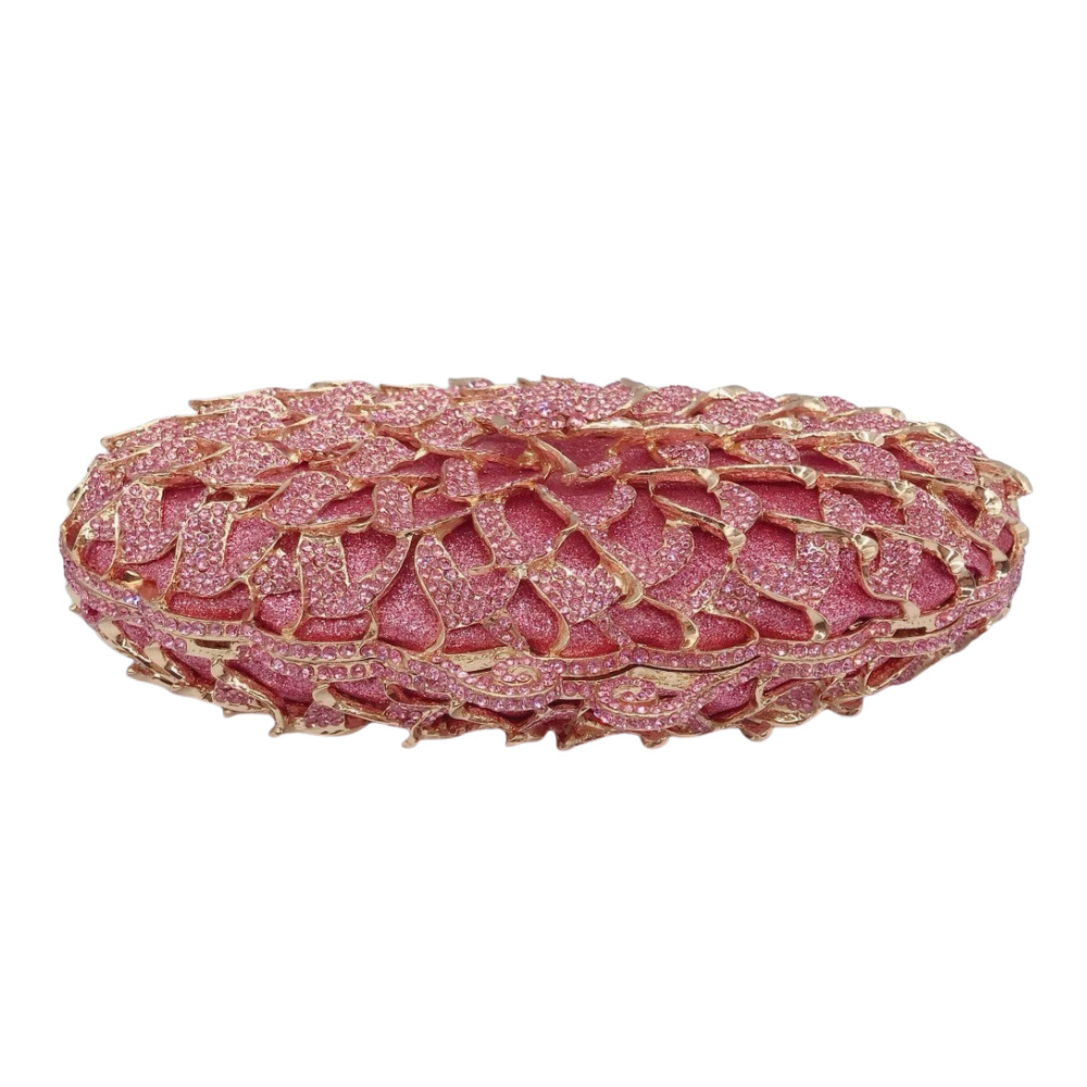 Túi clutch nữ đính kim cương giả kim loại rỗng phong cách dạ hội — hồng, Tùy chỉnh cá nhân chi tiết 1