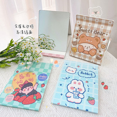Cute Cartoon Foldable Mirror for Instagram Girls, Japanese Style Desktop Makeup Mirror, Portable and Convenient