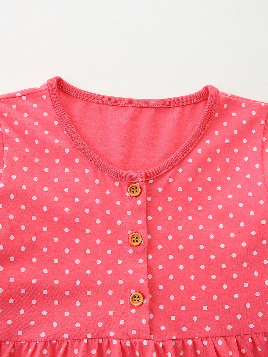 Vestido infantil de estilo europeo y americano otoño nuevo vestido de princesa de punto de onda de algodón de punto vestido de ropa infantil de cuello redondo