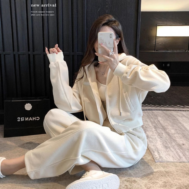 Casual Sports suit Spring and Autumn Women's Korean-style Loose Slimming Fashionable Sweatshirt Jacket Pants Two-piece Set
