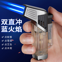 Debon Cigar Lighter with High Power Dual Straight Spray, Outdoor Portable Windproof Simple Cigar Lighter for Wholesale