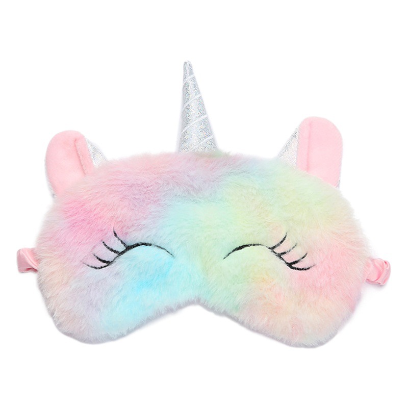 Piel de conejo chica corazón dibujos animados unicornio máscara de ojo almuerzo descanso sueño sombreado cómodo protección ocular máscara de ojo suministro directo de fábrica al por mayor