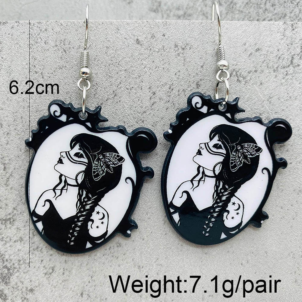 10g Weight Drop Earrings Classification 1 Pair Quantity Street Occasion Acrylic Material Halloween Festival Cartoon Character Pattern Women's Gender Cartoon Style Style 1 Pair Cartoon Style Cartoon Character Arylic Drop Earrings 8