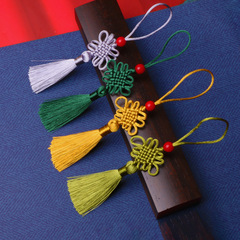 Chinese knot tassel six-plate Fangsheng knot pierced with red beads and tassels U disk sachet bookmark pendant small Chinese knot wholesale