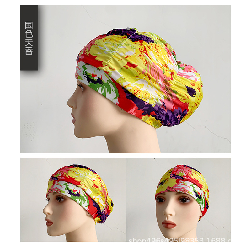 Fábrica al por mayor plisado paño gorro de natación extra grande circunferencia de la cabeza no apretado Pelo Largo oído protección natación caliente primavera unisex gorro de natación