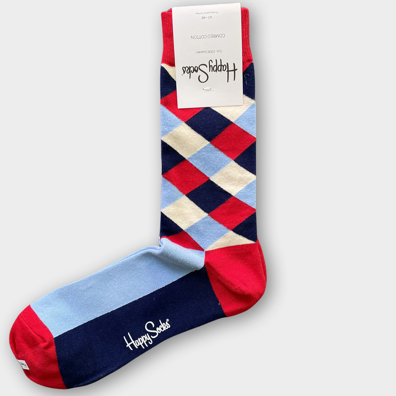 ハッピーソックス メンズソックス ミドル丈 コーマ綿 吸汗消臭 通気性 スウェーデン製 おしゃれ カラフル 薄手