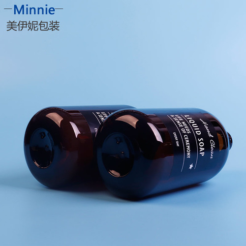 Supply of brown PET facial cleanser empty bottle, 500ml lotion shampoo bottle, press shower gel bottle