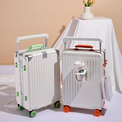 新款灌胶果冻轮行李箱 铝合金宽拉杆密码箱 高档铝框学生拉杆箱