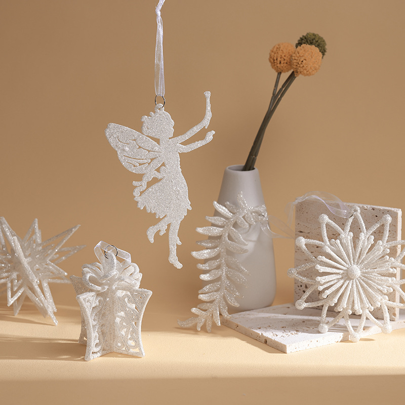 Ventas transfronterizas de champán de Navidad, colgantes de polvo brillante, colgantes de nieve, adornos de árbol de Navidad, props de disparo