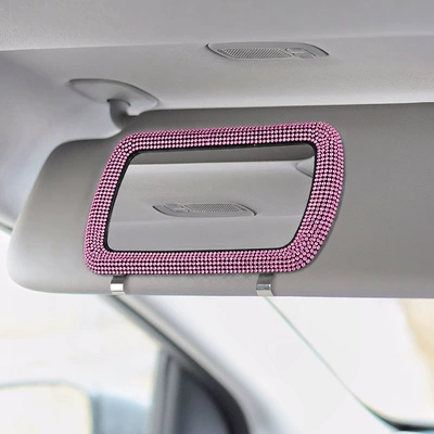 Car sun visor clip-on makeup mirror, car diamond-embellished vanity mirror, additional in-car passenger-side touch-up mirror