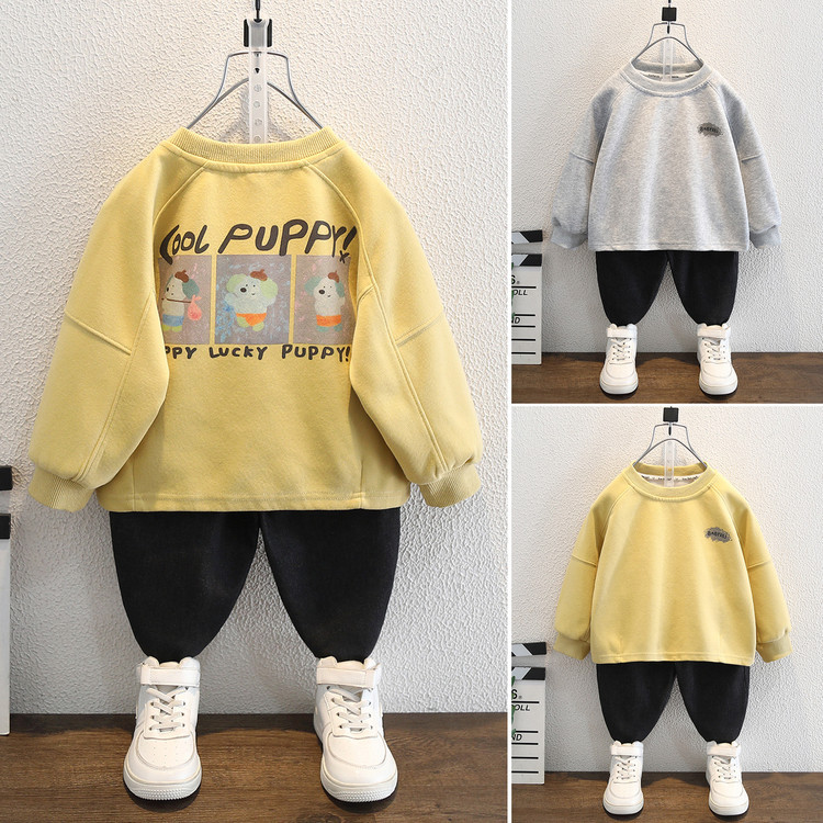 男童秋装三只小熊印花卫衣春秋装韩版儿童百搭套头上衣宝宝内搭