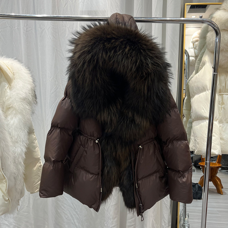 2026 Winter New Style Fur Raccoon Fur Collar Hooded down Jacket for Women, Mid-Length, Waist-Cinching, Slimming, Thickened, Warm Coat 2026 Winter New Style Fur Raccoon Fur Collar Hooded down Jacket for Women, Mid-Length, Waist-Cinching, Slimming, Thickened, Warm Coat