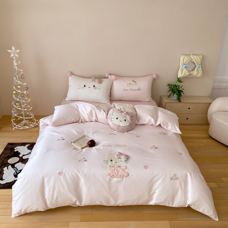 Cartoon Style 100S Cotton Bed Set Four-Piece Set Pure Cotton Patchwork Embroidered Quilt Cover Bed Sheet Three-Piece Set Children's Cute Bedding Cartoon Style 100S Cotton Bed Set Four-Piece Set Pure Cotton Patchwork Embroidered Quilt Cover Bed Sheet Three-Piece Set Children's Cute Bedding
