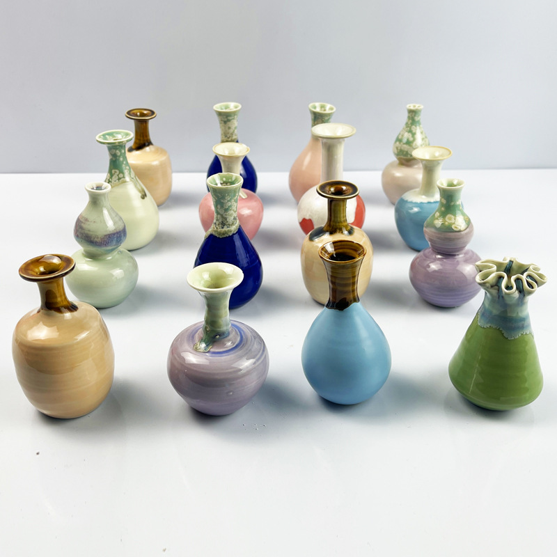 Jingdezhen Gas Bottle Handmade Zen High-Temperature Kiln Mutant Flower Arrangement Simple Desktop Decoration Ceramic Vase