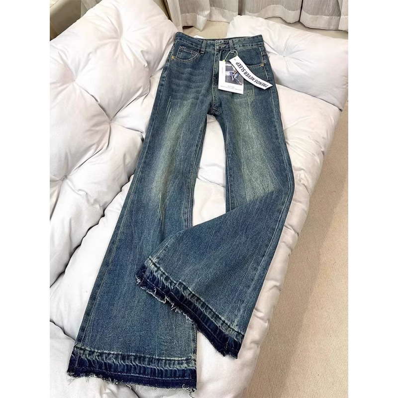American retro jeans for women with 2025 autumn high waist loose hips and slimming wide-leg pants