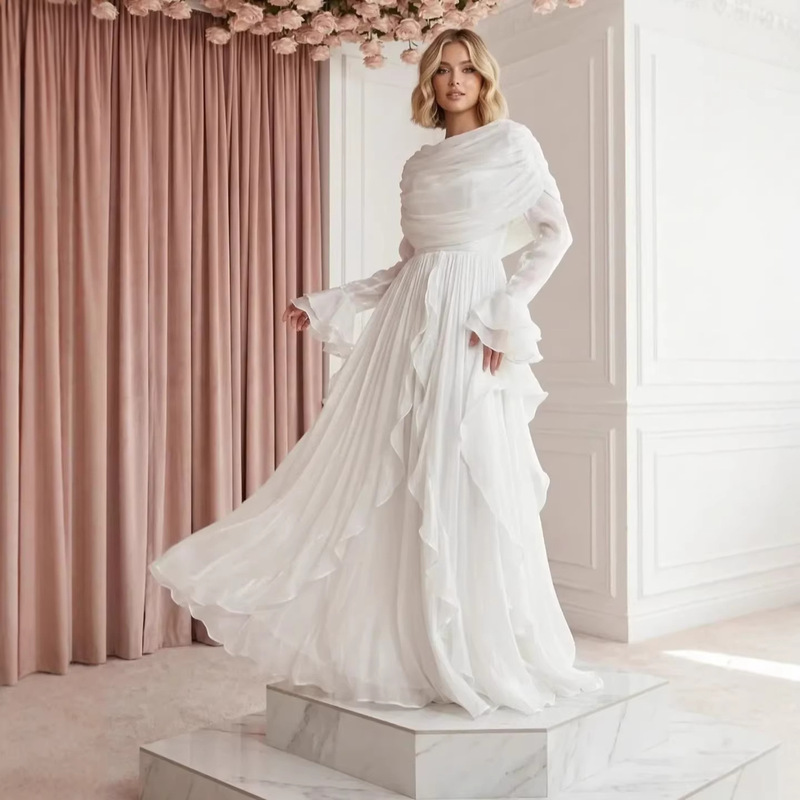 European and American Women's Fashion Cross-Border Trade 2025 Summer New Satin High-Waist Gown Banquet Dress Long Dress Elegant and Stylish European and American Women's Fashion Cross-Border Trade 2025 Summer New Satin High-Waist Gown Banquet Dress Long Dress Elegant and Stylish