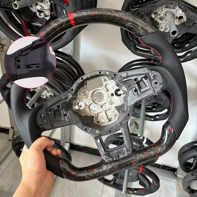 GTI Scirocco Polo GTS | Steering wheel - forged-red-foil-semi-perforated-with-holes