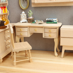 1:12ミニ人形屋シミュレーションデスクモデルdollhouse書斎置物素胚デスクチェア