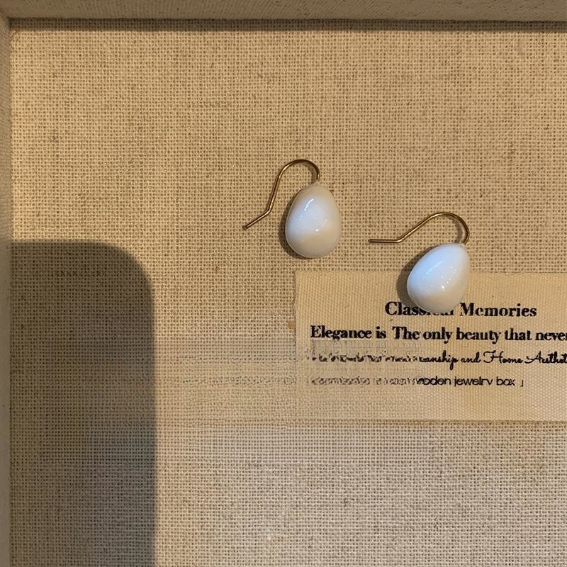 Pendientes de circón de flor de rosa vidriada retro francesa de neblina en relieve azul