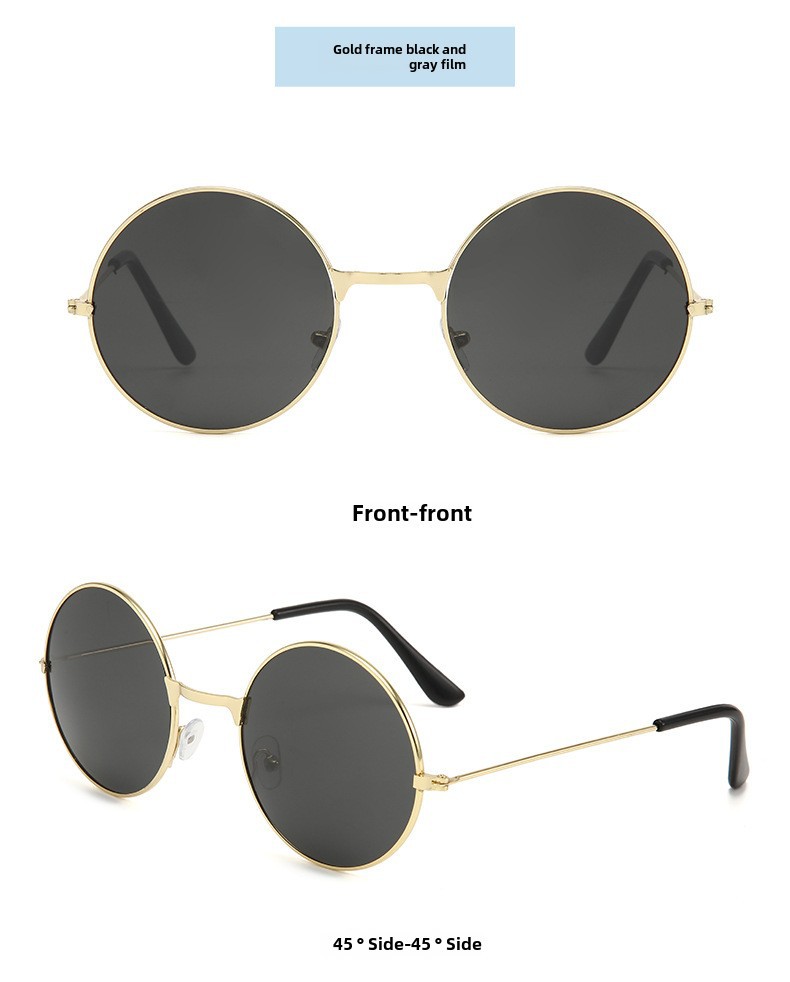 Retro Runde Metall Sonnenbrille Sonnenbrille Neue Unisex Flache Brille Farbe Marine Brille Großhandel_voghion.com