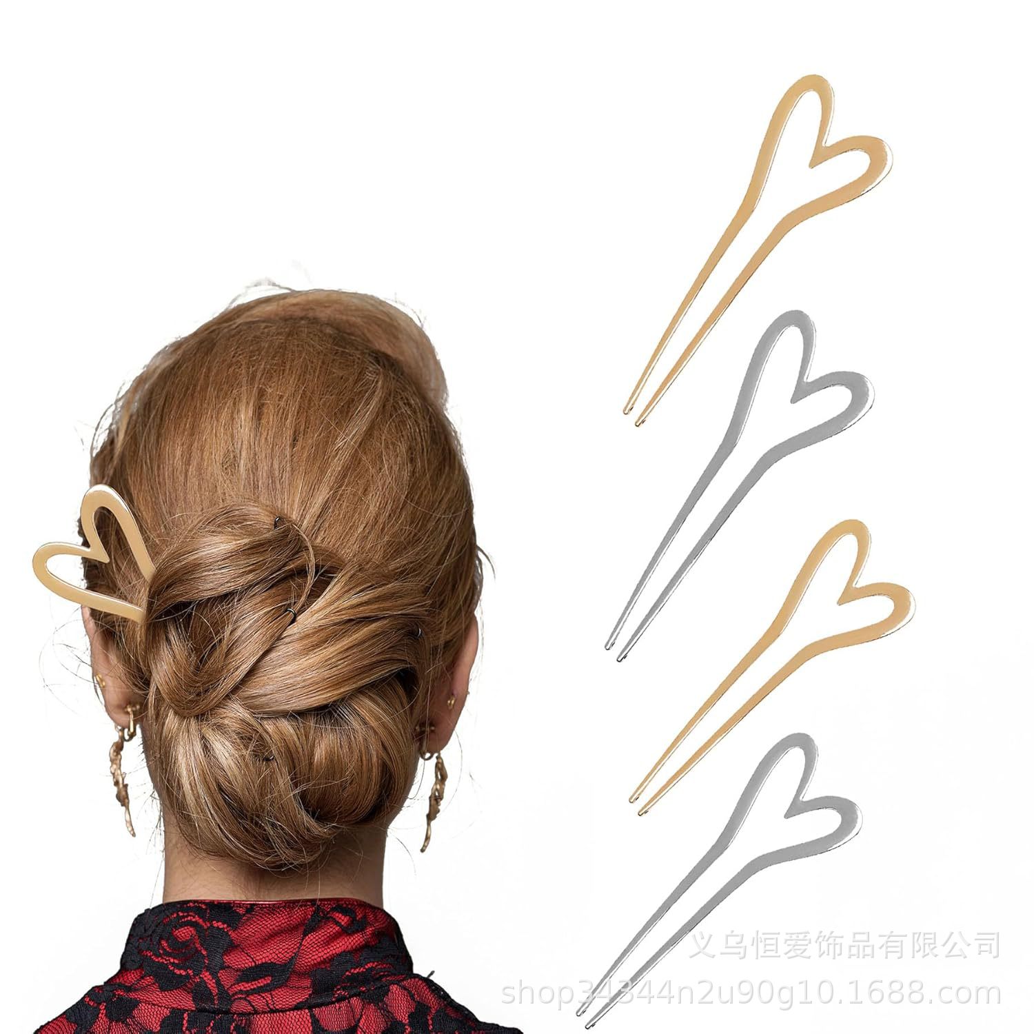 Europa y los Estados Unidos en forma de U pinzas de cabello transfronterizas oro plata aleación de pinzas de cabello horquilla de cabeza detrás de la moda bola pinzas de cabello