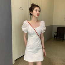 1甜辣妹连衣裙女装夏季新款法式初恋设计感小个子泡泡袖短裙子