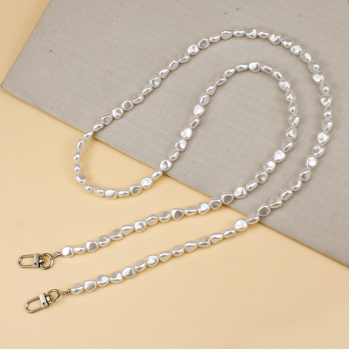 Irregular-Shaped Pearl Crossbody Long Phone Chain, Simple Beaded Phone Lanyard, Phone Strap, Bag Chain