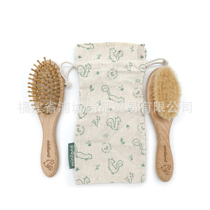 Factory-direct baby wool brush bath set baby hair comb baby bath brush silicone shampoo brush