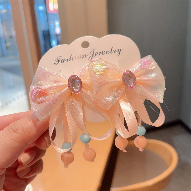 Hanfu tocado de los niños arco horquilla niña linda princesa estilo flor Rosa tela accesorios para el cabello