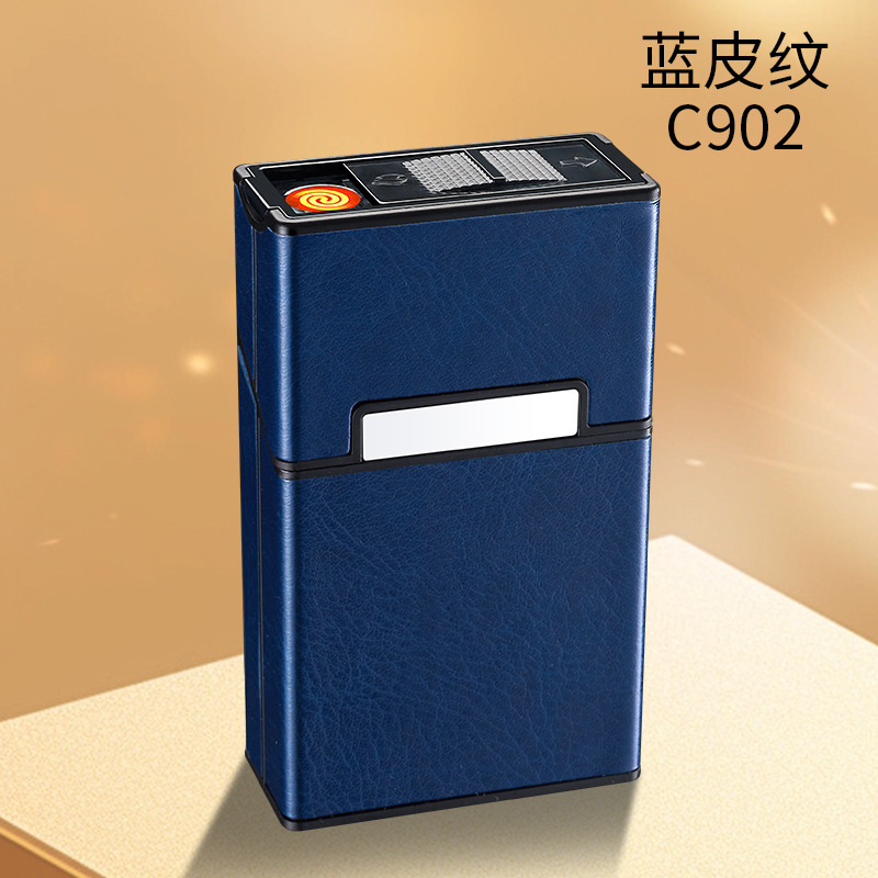 皮质充电打火机创意报批烟盒一体软硬盒装烟壳抗压防潮便携耐用|undefined