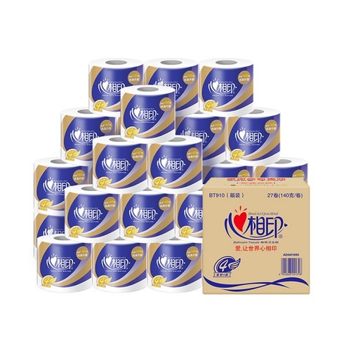 Xinxiangyin business roll toilet paper full box household toilet paper hotel office wood pulp roll 4 layers