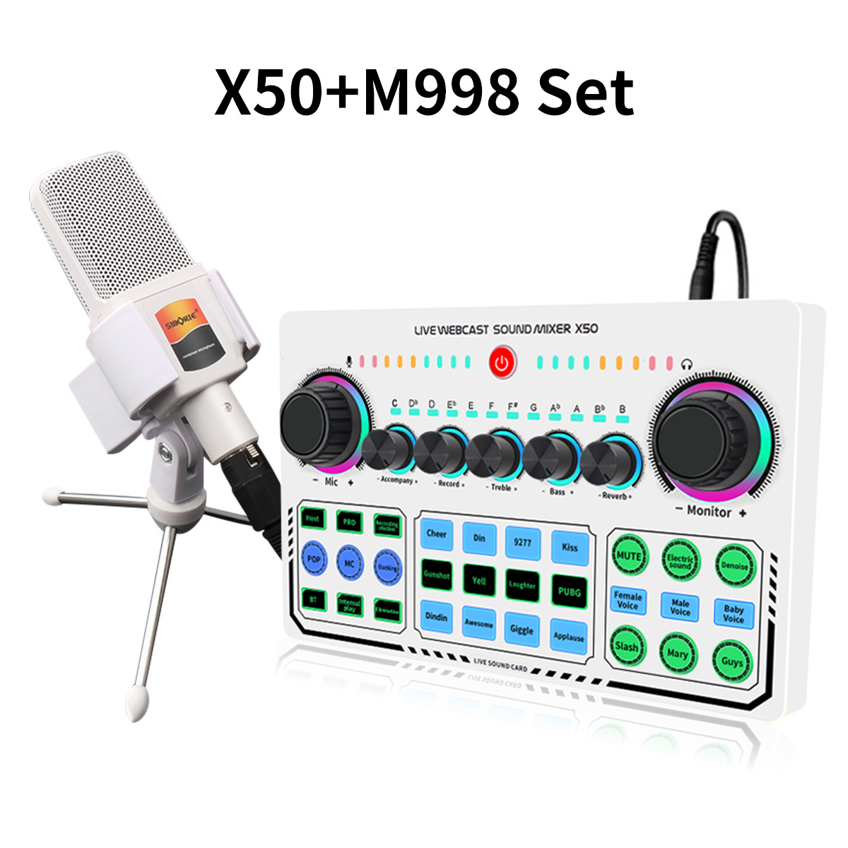 Tarjeta de sonido dedicada transfronteriza versión en inglés K canción en vivo tarjeta de sonido teléfono móvil computadora dispositivo de canto ancla universal